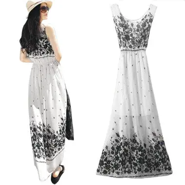 Dress Sexy Women Boho Long Maxi Dress Evening Party Beach Dresses Sleeveless Printing Vestidos 4