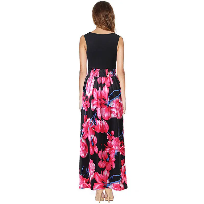 Dress Vestidos Sexy Women Deep V-Neck Floral Boho Long Maxi Dress Plus Size Feida 8