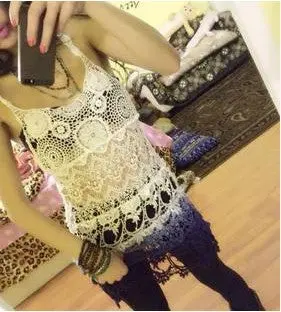 Dress Women Crochet Hollow Out Vestidos Lace Dress Spaghetti Strap Gradient Dress Beach Cover Up 1