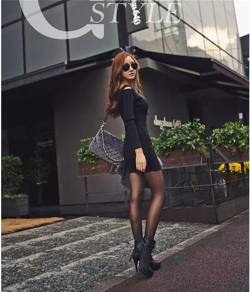 Dress Women Long Sleeve Dress Black Vintage Knit Knitwear Short Dresses Gray Vestido Warm Dresses Clothes Feida 6