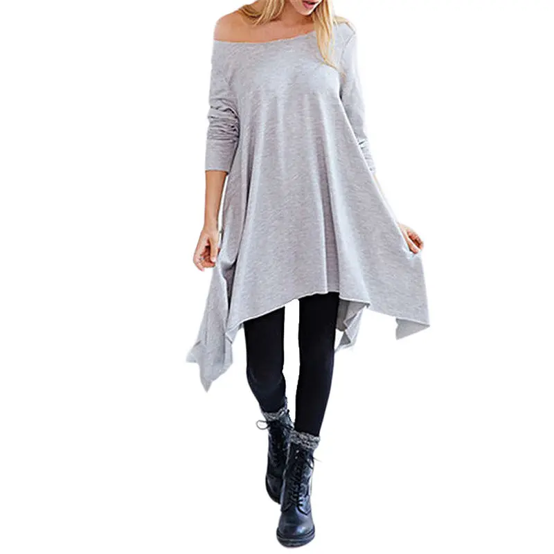 Dress Women Loose Long Sleeves Irregular Dresses Warm Soft Antumn Vestido Casual Women Clothes 1