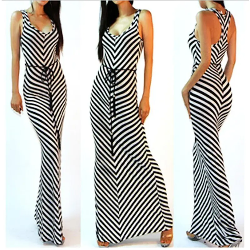 Dress Women Stripe Sundress V-Neck Casual Fit Long Dress Party Vestidos Femininos Dresses Plus Size 1