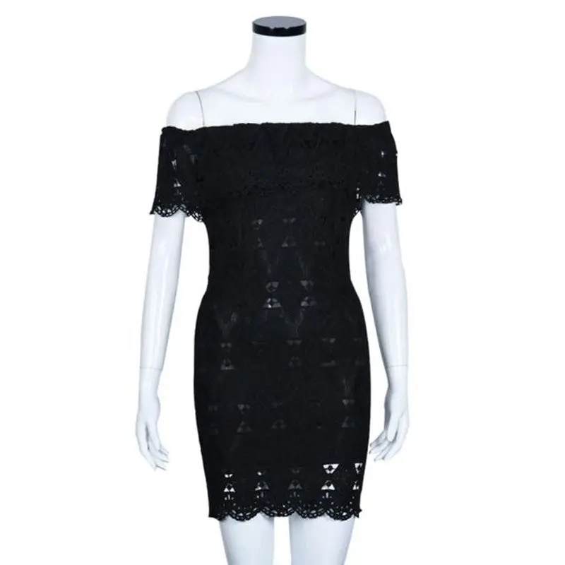Dress Women Vestidos Off The Shoulder Sexy Bodycon Dresses Lace Party Evening Mini Vestido Plus Size 1