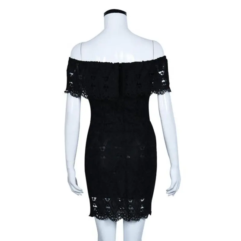 Dress Women Vestidos Off The Shoulder Sexy Bodycon Dresses Lace Party Evening Mini Vestido Plus Size 5