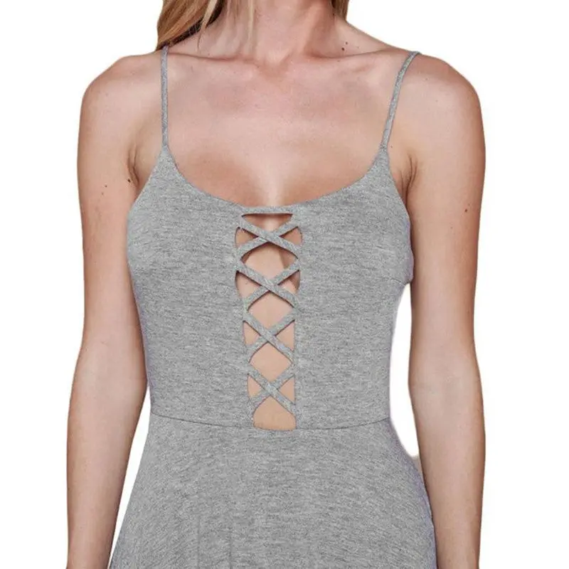 Dress Women's Bandage Camisole Dresses Sleeveless Lady Sexy Slim Mini Vestidos Plus Size Robe 3
