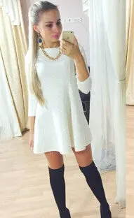 Dresses Long Sleeve Back Zipper Casual Sexy Cute Dresses Balck White Color J2317 5