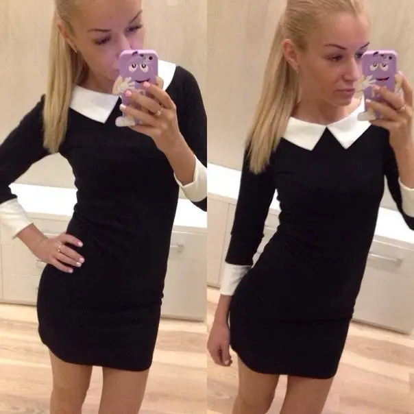 Dresses Turn Down Collar Casual Dress Elegant Dress Women Work Wear Red Blue Black Color J2323 1