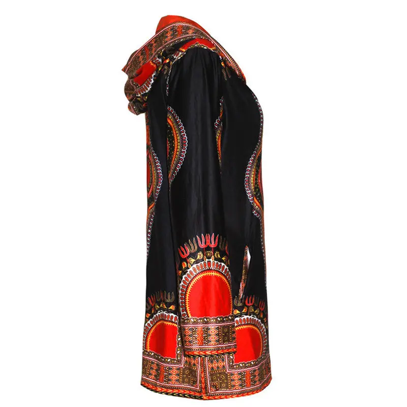 Dresses Women Hooded African Print Dress Casual Long Sleeve Mini Dresses Plus Size Women Clothing Feida 2