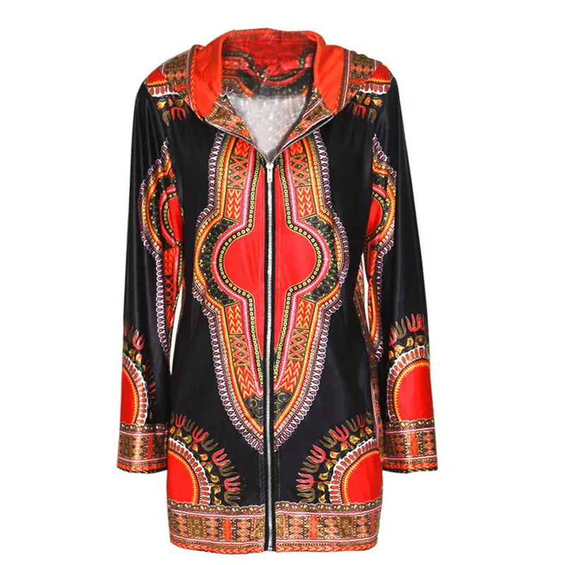 Dresses Women Hooded African Print Dress Casual Long Sleeve Mini Dresses Plus Size Women Clothing Feida 3