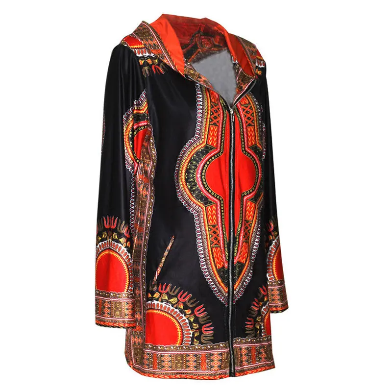 Dresses Women Hooded African Print Dress Casual Long Sleeve Mini Dresses Plus Size Women Clothing Feida 4