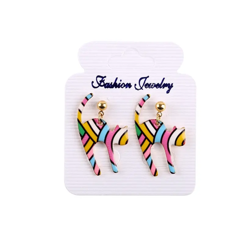 Drop Earrings Colorful Cut Lazy Cat Earrings Oeh026 1