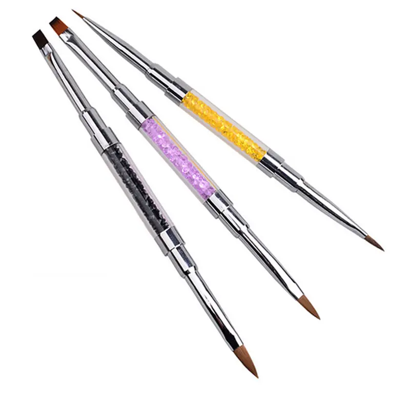 Dual-Head Nail Art Brush Pen Rhinestone Diamond Carving Powder Gel Liquid Salon Liner Nail Brush Rom Color 1
