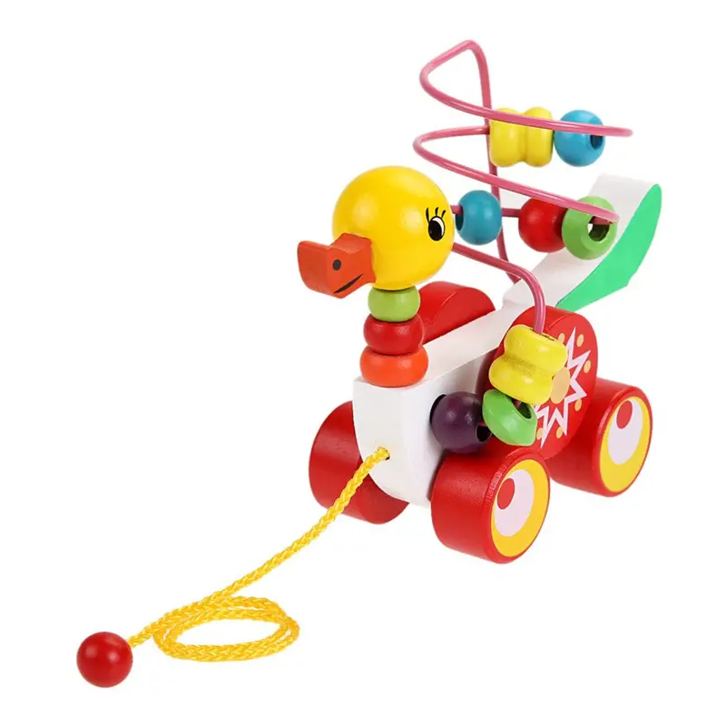 Duckling Trailer Toy Baby Wooden Toys Children Educational Toys Duckling Trailer Round Gifts 0- 3 Year 1