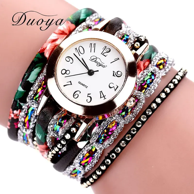 Duoya Watches Women Popular Ladies Watch Flower Gemstone Women Bracelet Watch Montre Fast Shipping Feida 1