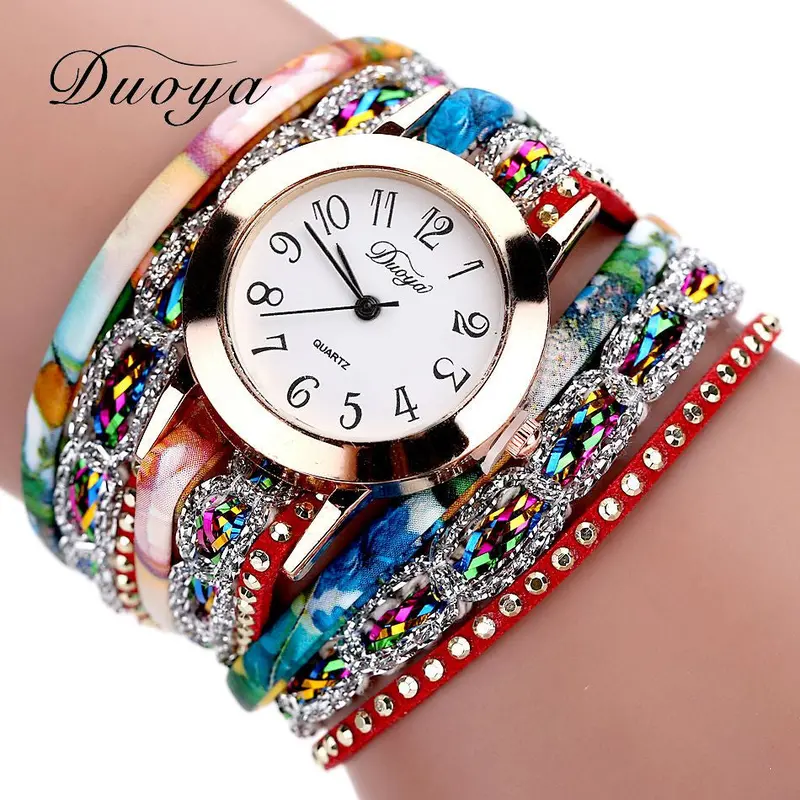 Duoya Watches Women Popular Ladies Watch Flower Gemstone Women Bracelet Watch Montre Fast Shipping Feida 6