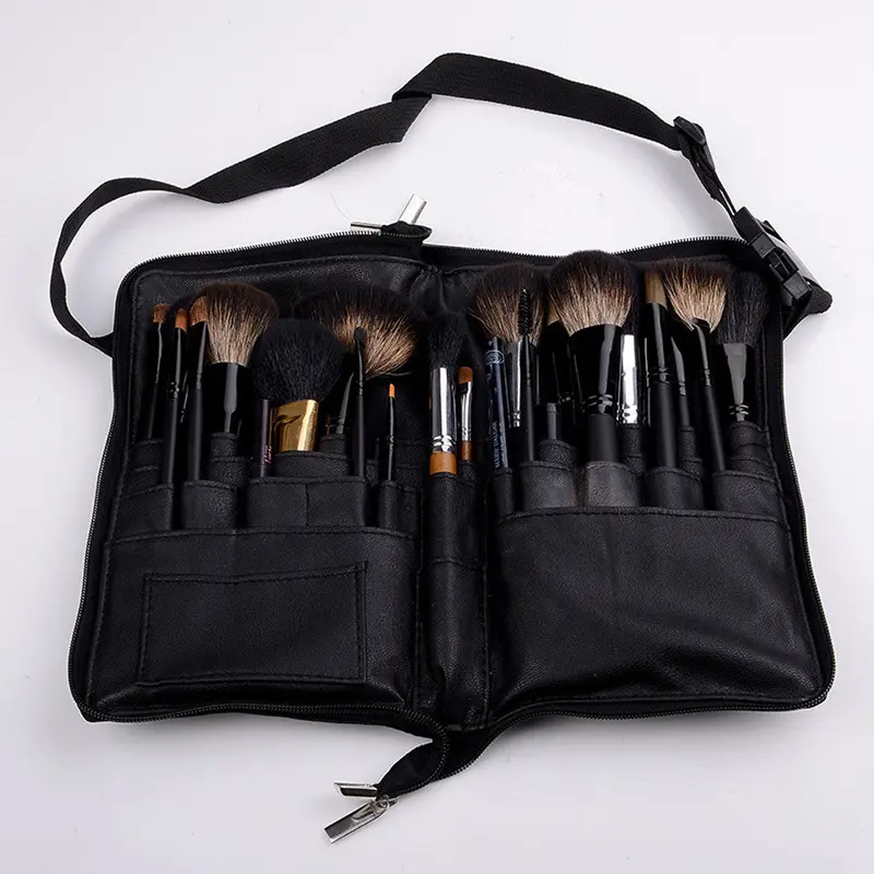 Durable 32Pcs St Makeup Brushes Leather Case Black Cosmetic Make Up Brush Pockets (No Brushes) 1
