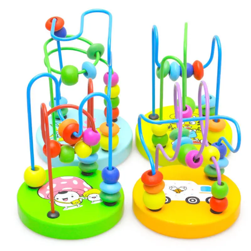 Early Childhood Learning Toy Children Kids Baby Colorful Wooden Toys Mini Around Beads Educational Toy Kids Rom Color 1