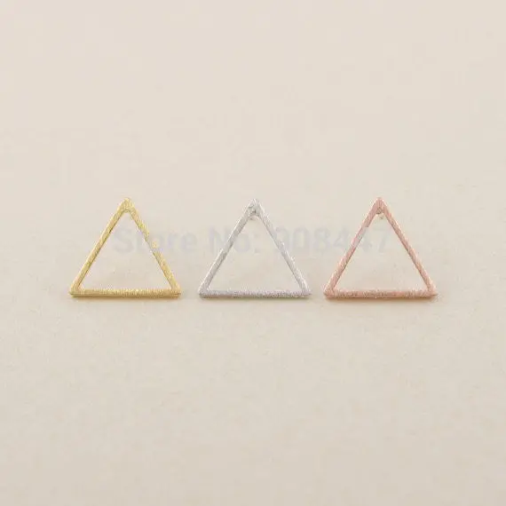 Earrings Jewelry Brass Geometry Gold And Silver Pink Enamel Triangle Stud Earrings S008 1