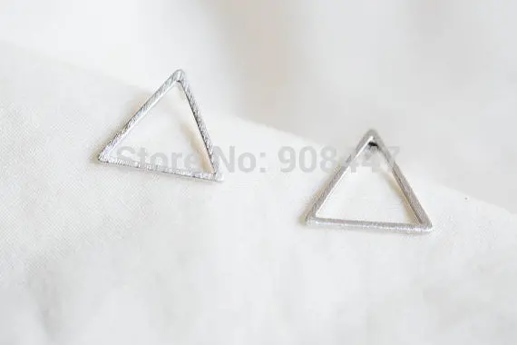 Earrings Jewelry Brass Geometry Gold And Silver Pink Enamel Triangle Stud Earrings S008 2