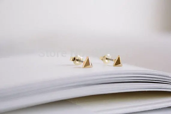 Earrings Jewelry Silver Cute Earings 18K Gold Solid Korean Triangle Cartilage Earrings S006 1