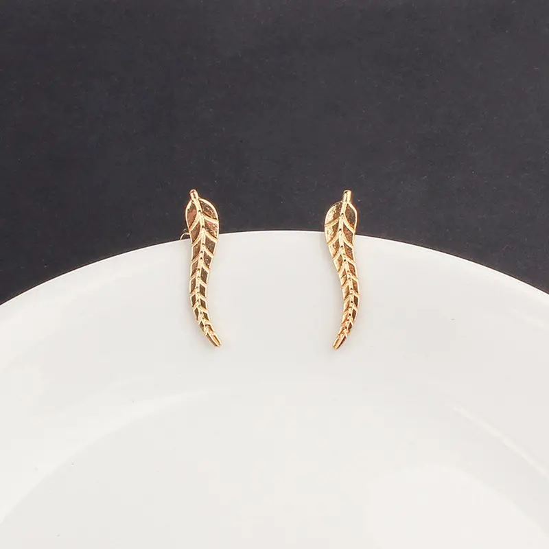 Earrings Wedding Engagement Jewelry Metal Gold Leaf Earrings Ear Clip For Women Ladies Korean Jewellery 2
