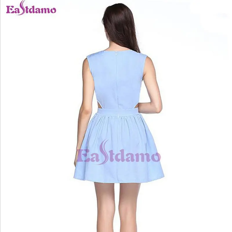 Eastdamo Dress Plus Size Casual Cut Out Dress Sexy V Neck Mini Dresses Sleeveless Elegant Party Dress For Women 4