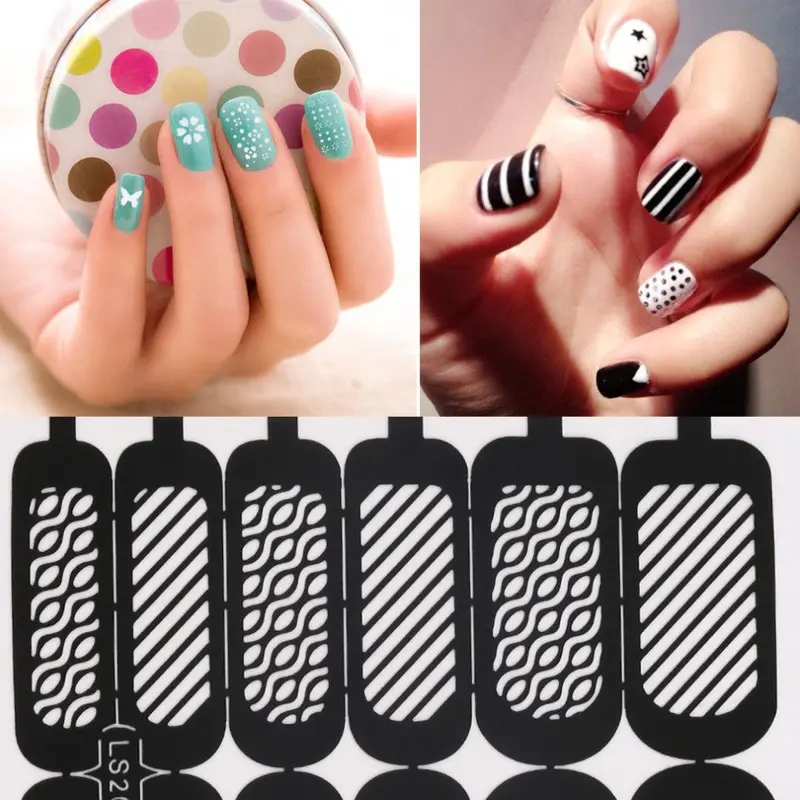 Easy Reusable Stamping Diy Nail Art Template Stickers Stencil Guide Tool 1