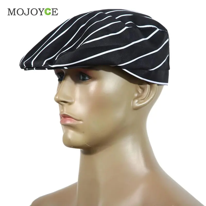 El Restauran Cloth Plaid Striped Plain Chef Cook Hat Party Uniform Beret Plaid Striped Plain Kitchen Cooking Hat 1