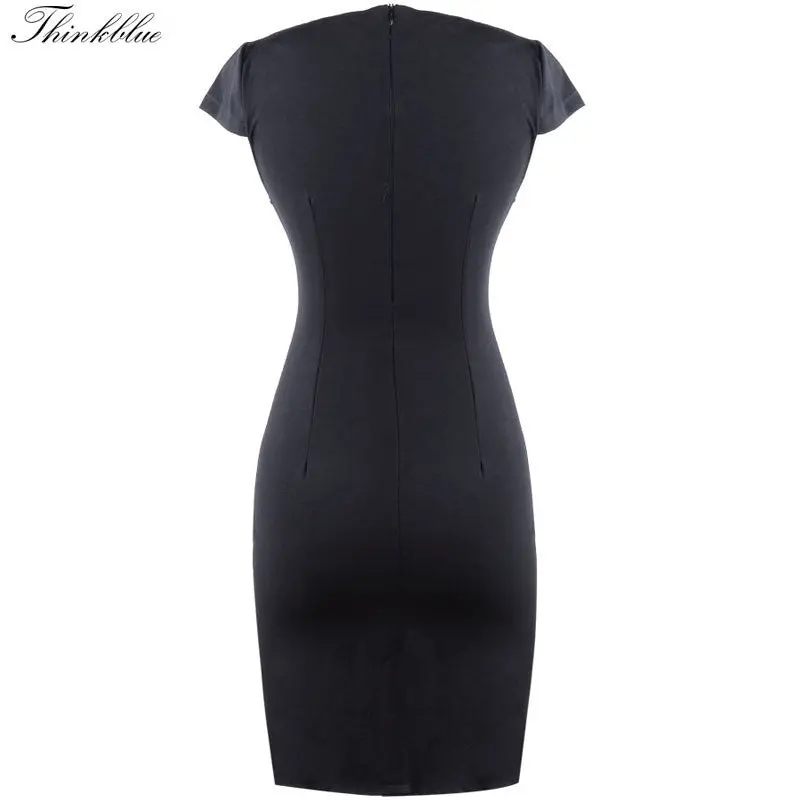 Elegant Black Sequined Party Dress Women Plus Size Slim Pencil Dress Sexy V Neck Bodycon Dress Women Dress Xl 3