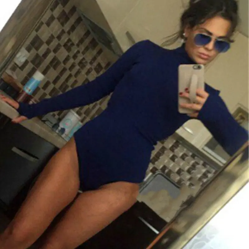 Elegant Bodycon Bodysuits Women Style High Neck Long Sleeve Women Tops Playsuit Plus Size Slim Overalls Gv384 5