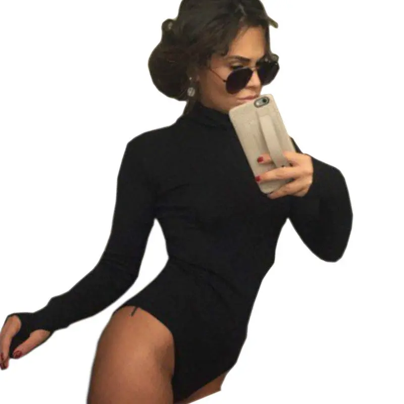 Elegant Bodycon Bodysuits Women Style High Neck Long Sleeve Women Tops Playsuit Plus Size Slim Overalls Gv384 6