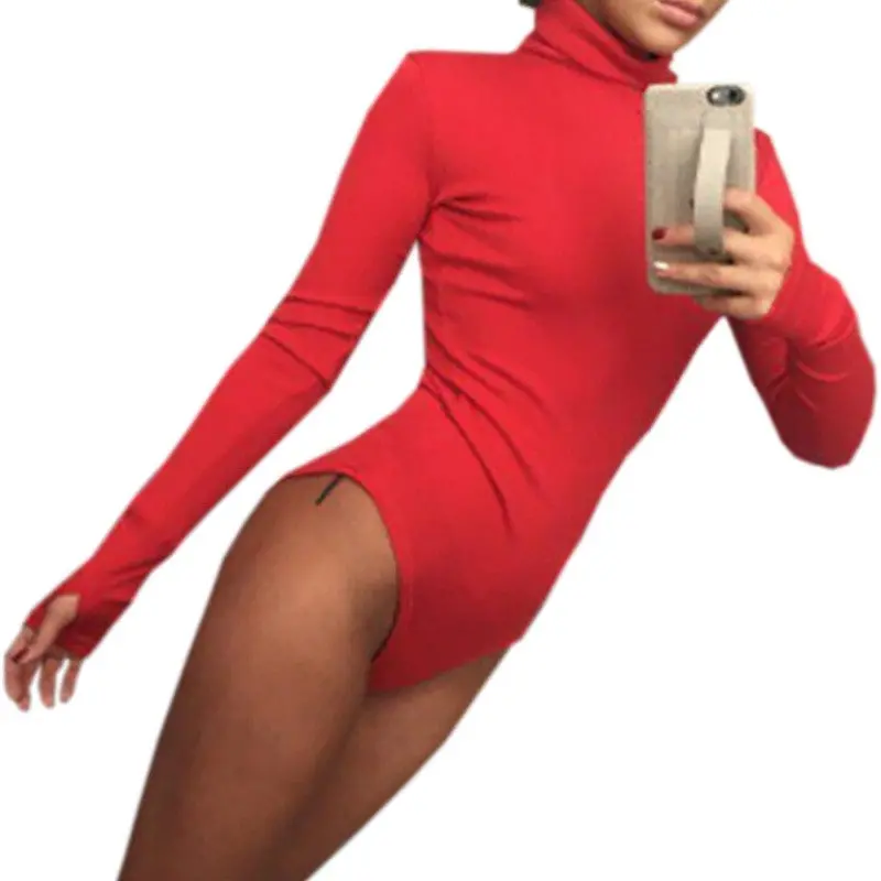 Elegant Bodycon Bodysuits Women Style High Neck Long Sleeve Women Tops Playsuit Plus Size Slim Overalls Gv384 8