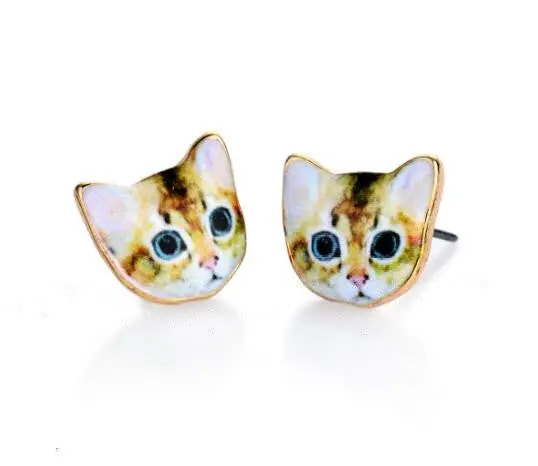 Elegant Cat Stud Earrings In Enamel Kitten Jewelry Animals Post Earring Love Gift Idea Oed062 1