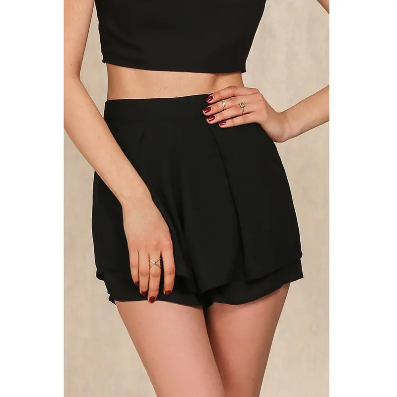 Elegant Chiffon Pleated Shorts Style Casual Gym High Waist Shorts Women Pantalones Pantalones Cortos Mujer 1