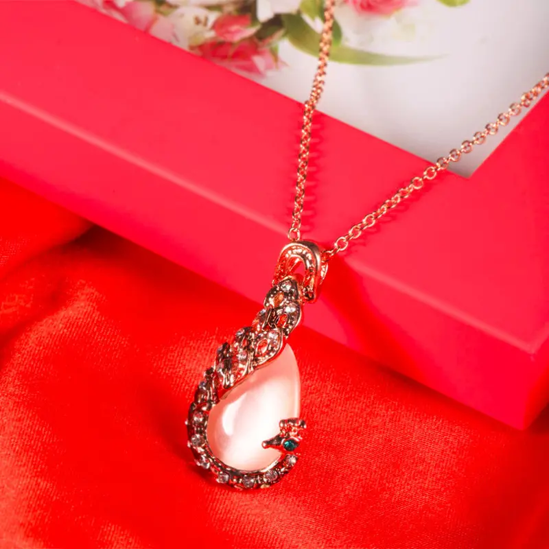 Elegant Design Cute Peacock Goldplated Jewelry Setslady Crystal Necklace Earings Set 2