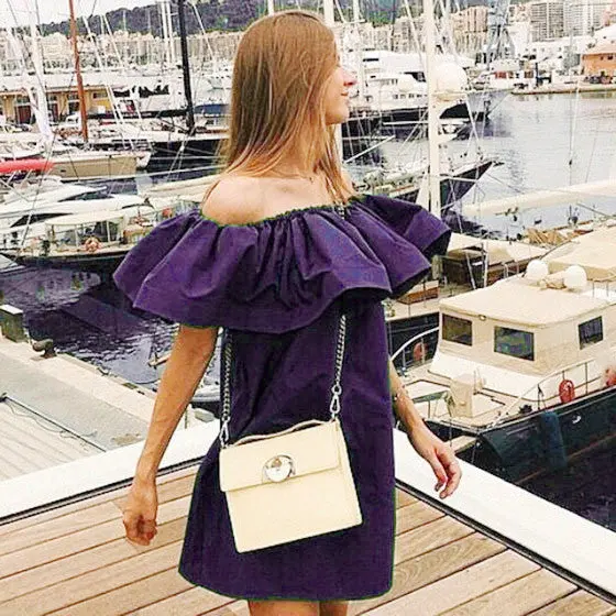 Elegant Dress Sexy Off Shoulder Casual Dresses Ruffles Slash Neck Cotton Women Dress Girls Short Party Vestidos 5