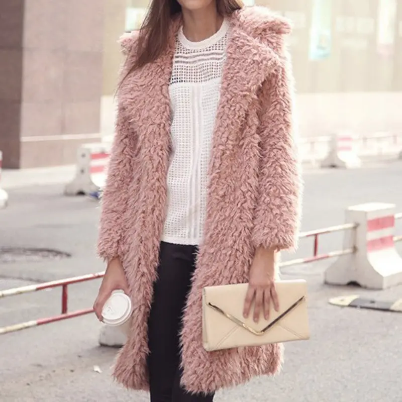 Elegant Faux Fur Coat Women Fluffy Warm Coat Women Parka Long Coat Outwear Overcoat Hairy Overcoat 1