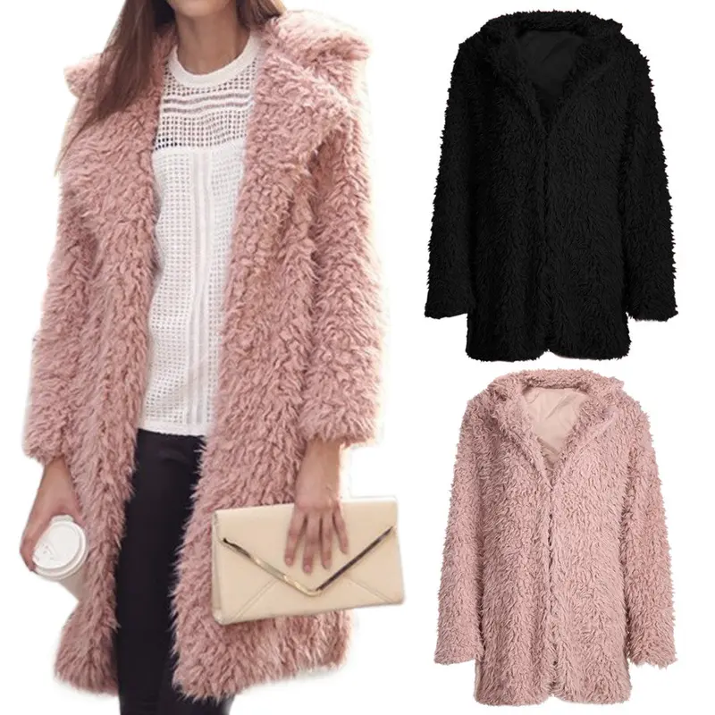 Elegant Faux Fur Coat Women Fluffy Warm Coat Women Parka Long Coat Outwear Overcoat Hairy Overcoat 2
