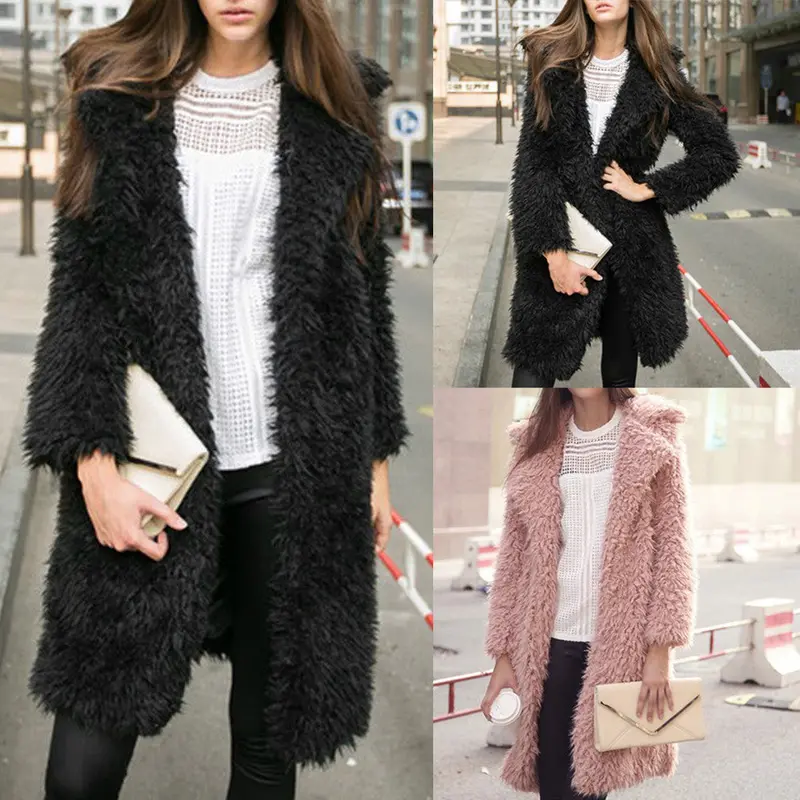 Elegant Faux Fur Coat Women Fluffy Warm Coat Women Parka Long Coat Outwear Overcoat Hairy Overcoat 4