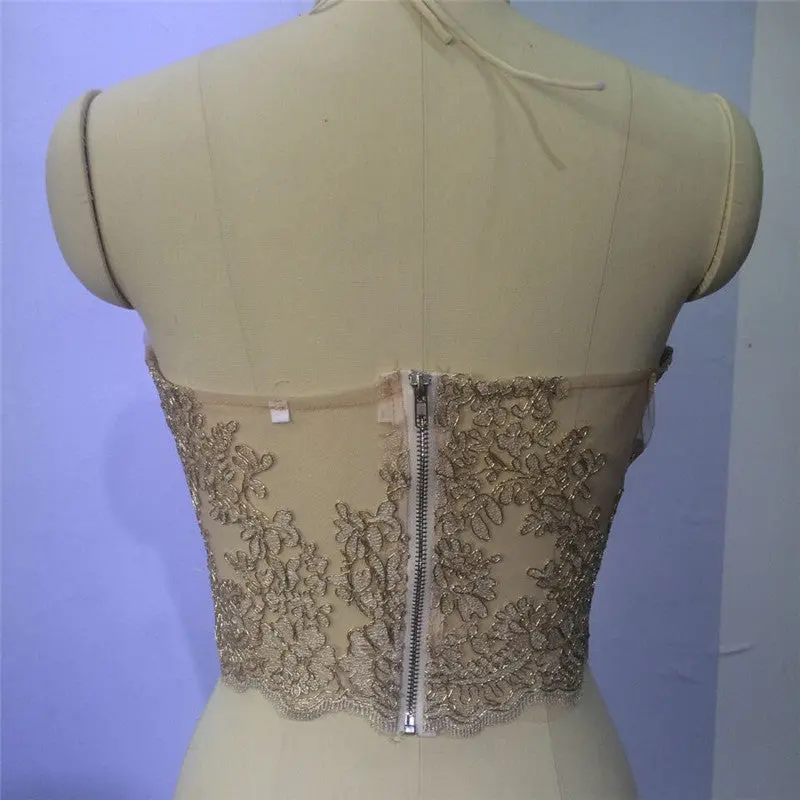 Elegant Floral Embroidery Lace Crop Top Sexy Gauze Metallic Backless Halter Top Beach Women Tank Top Deportivos Mujer 9