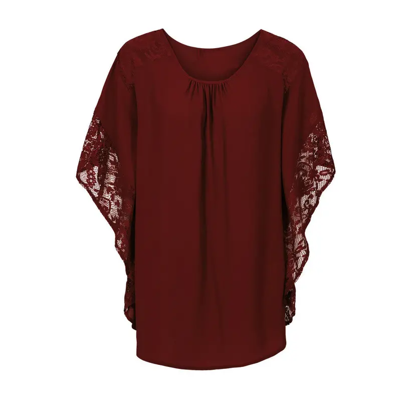 Elegant Lace Blouse Shirt Loose Batwing Sleeve Women Tops Short Sleeves Blouse V Neck Lace Crochet Blusas Mujer 1