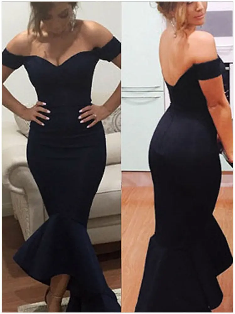Elegant Long Party Dresses Nary Blue Gown Off Shoulder Sexy Long Dress Party Evening Elegant Bodycon Mermaid Dress 1