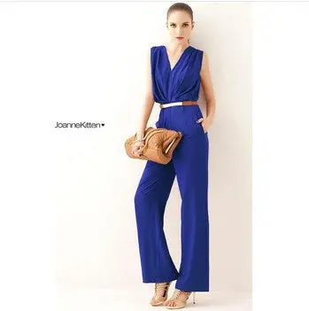 Elegant Office Ladies Jumpsuit V Neck Work Wear Jumpsuit Women Loose Jumpsuit Sleeveless Macacao Feminino E Macaquinhos 1