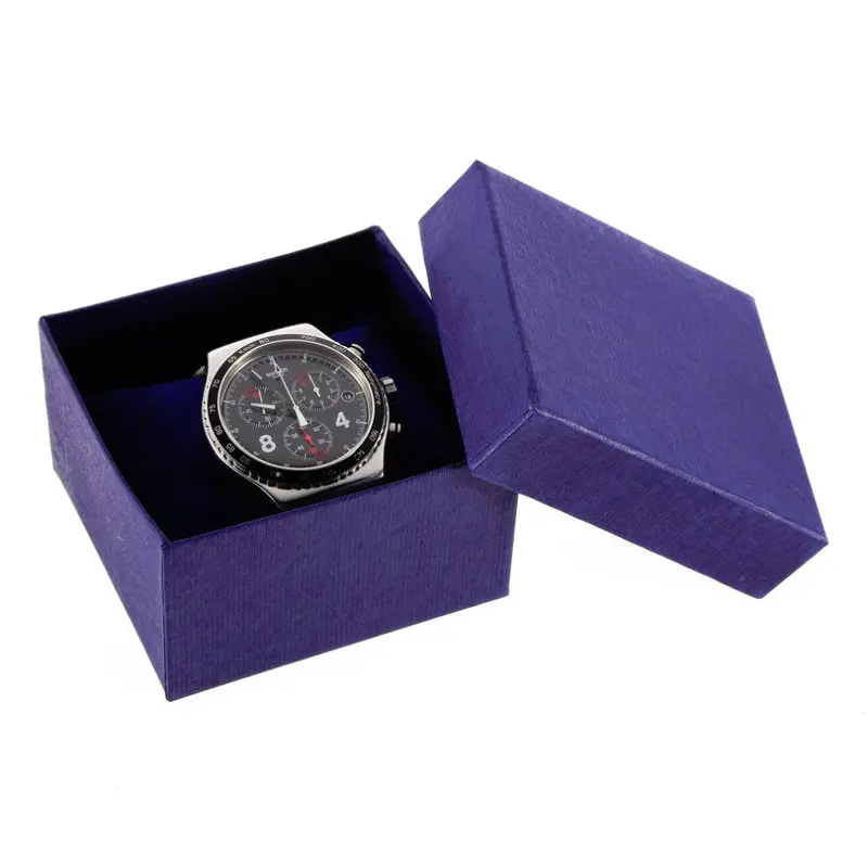 Elegant Pure Color Paper Present Gift Box Case For Jewelry Watch Box Blue 1
