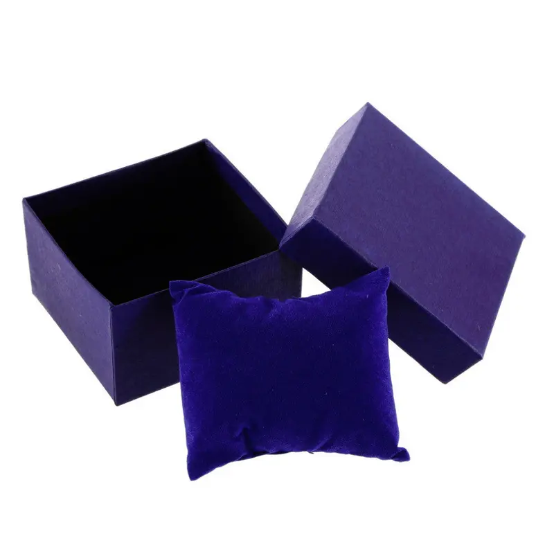 Elegant Pure Color Paper Present Gift Box Case For Jewelry Watch Box Blue 2