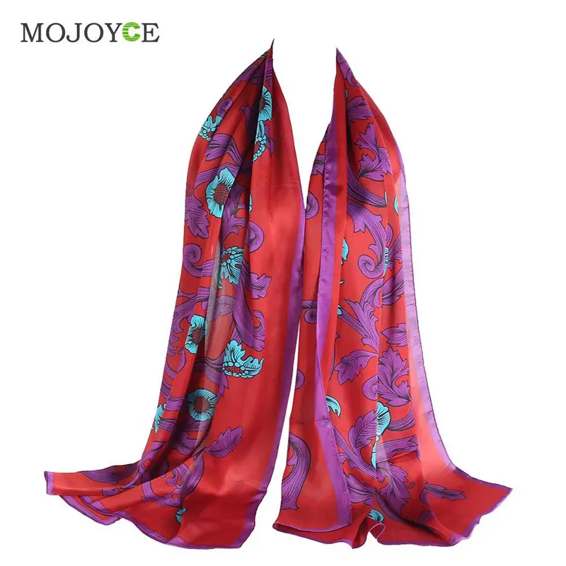 Elegant Slik Women Scarf Fashion Rectangle Floral Women Scarves Long Tippet Top Flower Printed Scarves 1