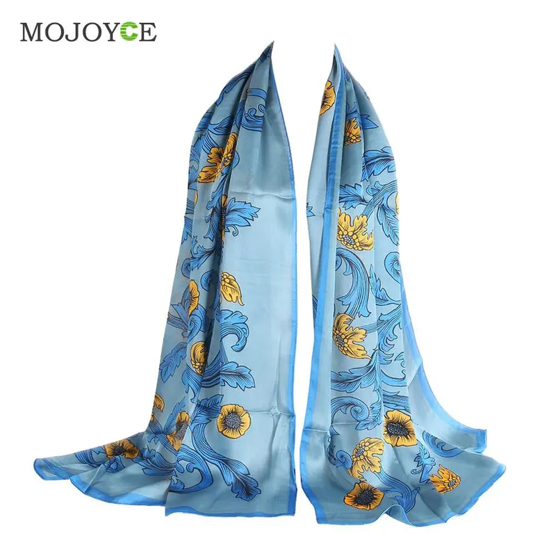 Elegant Slik Women Scarf Fashion Rectangle Floral Women Scarves Long Tippet Top Flower Printed Scarves 3