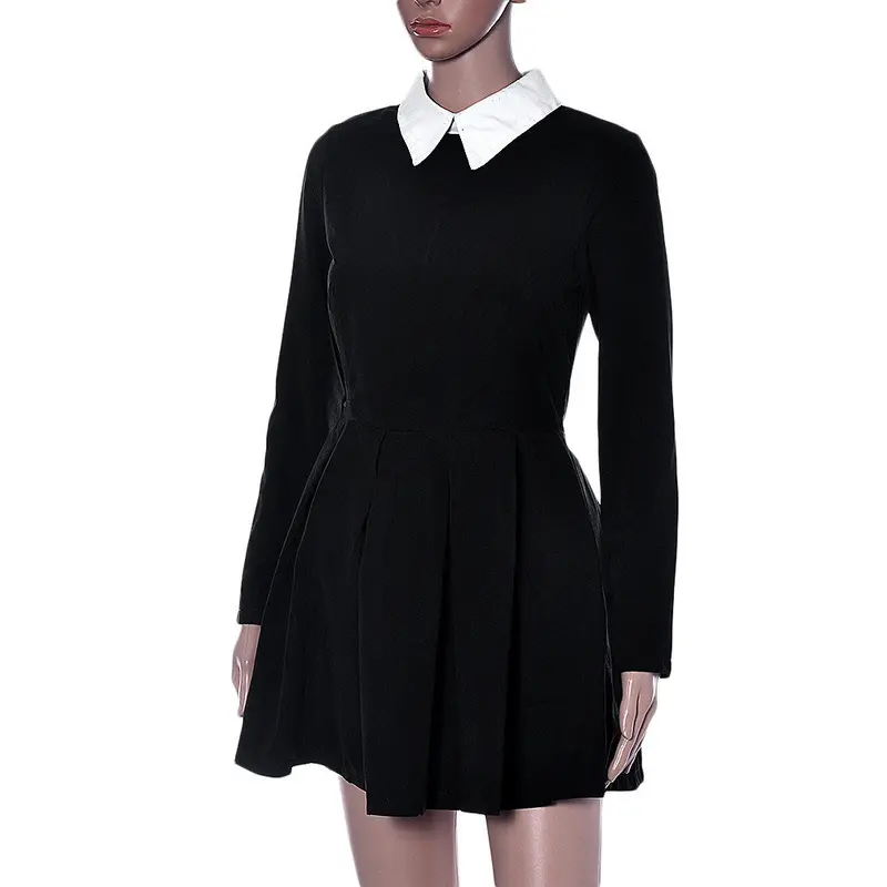 Elegant Women Sexy Dresses Black Dress Loose Oneck Girl Party Ol Dresses Casual Women Clothes Size Sxl 4