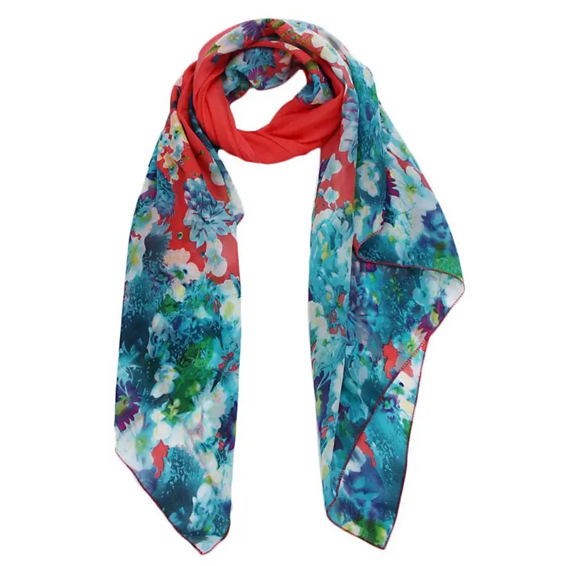 Elegant Womens Print Cotton Soft Scarves Chiffon Women Scarf Shawl Scarves Wrap Stole Warm 2