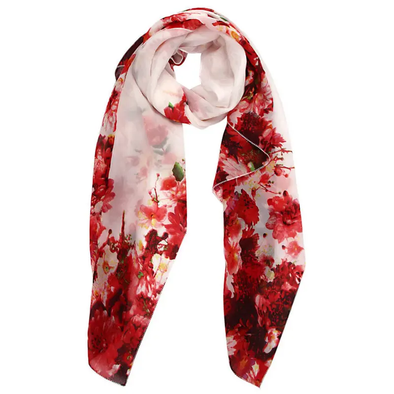 Elegant Womens Print Cotton Soft Scarves Chiffon Women Scarf Shawl Scarves Wrap Stole Warm 4